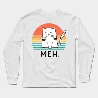 Funny Meh Cat Gift for Cat Lovers Long Sleeve T-Shirt